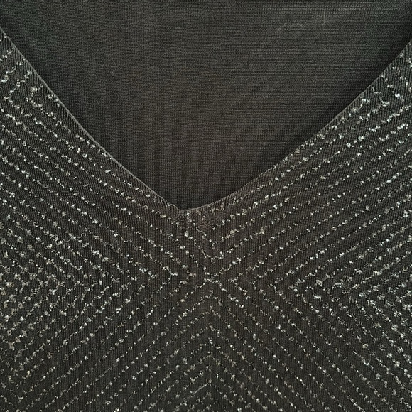 MSK Black glitter v neck top. Sz small New w tags. - Picture 2 of 6